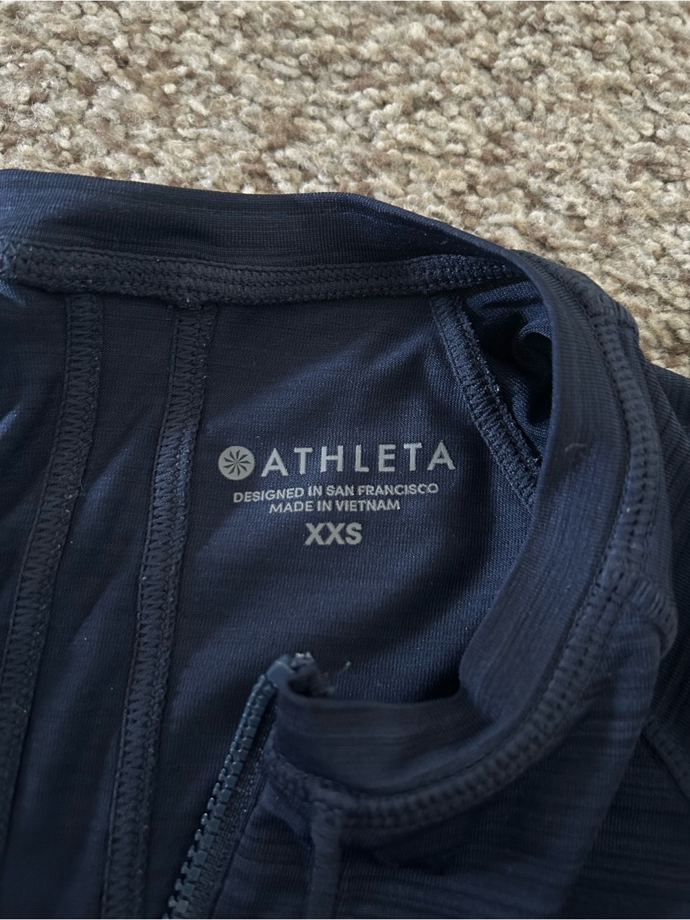 Athleta Women's Swim Zip Front Rash Guard in Navy